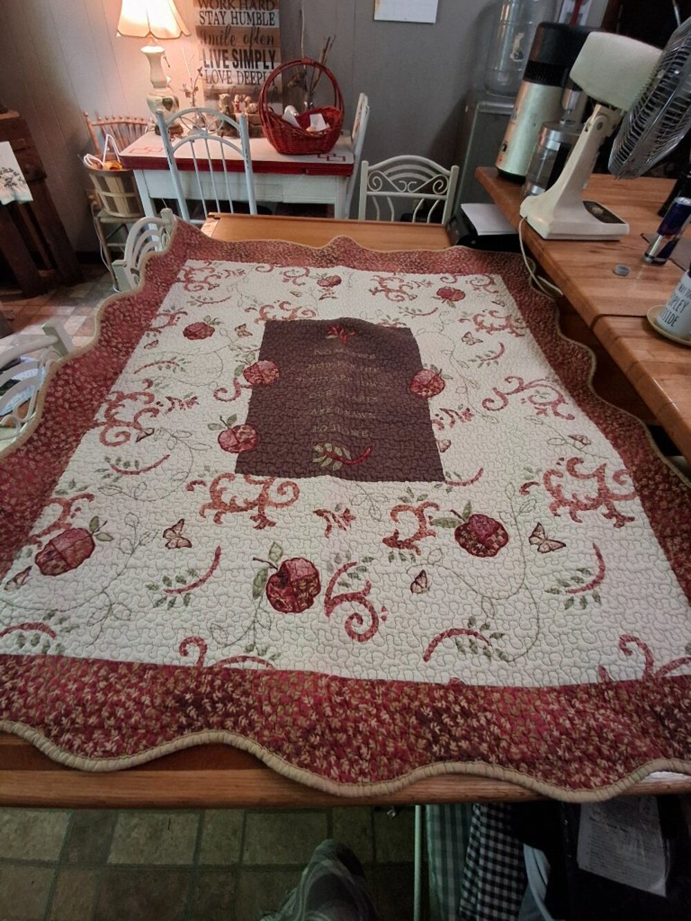 Quilted Quilt Throw Blanket "No Matter How Far ...Drawn to Home" Saying 53" x 45